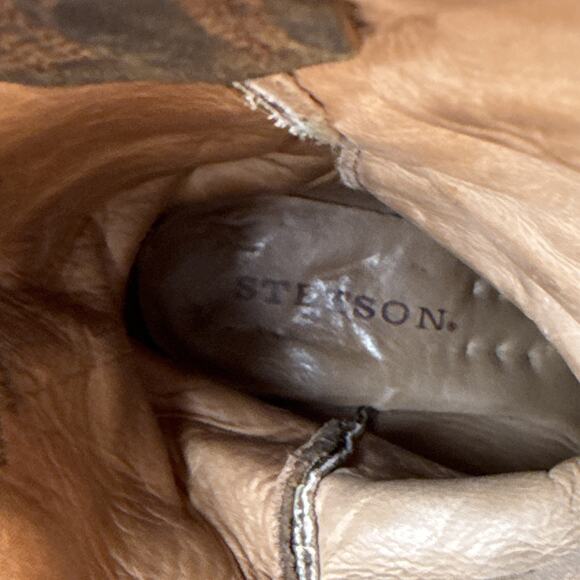 Stetson Thunderbird Studded Eagle Boot Size 7.5 Western Brown Turquoise Leather - Picture 9 of 11